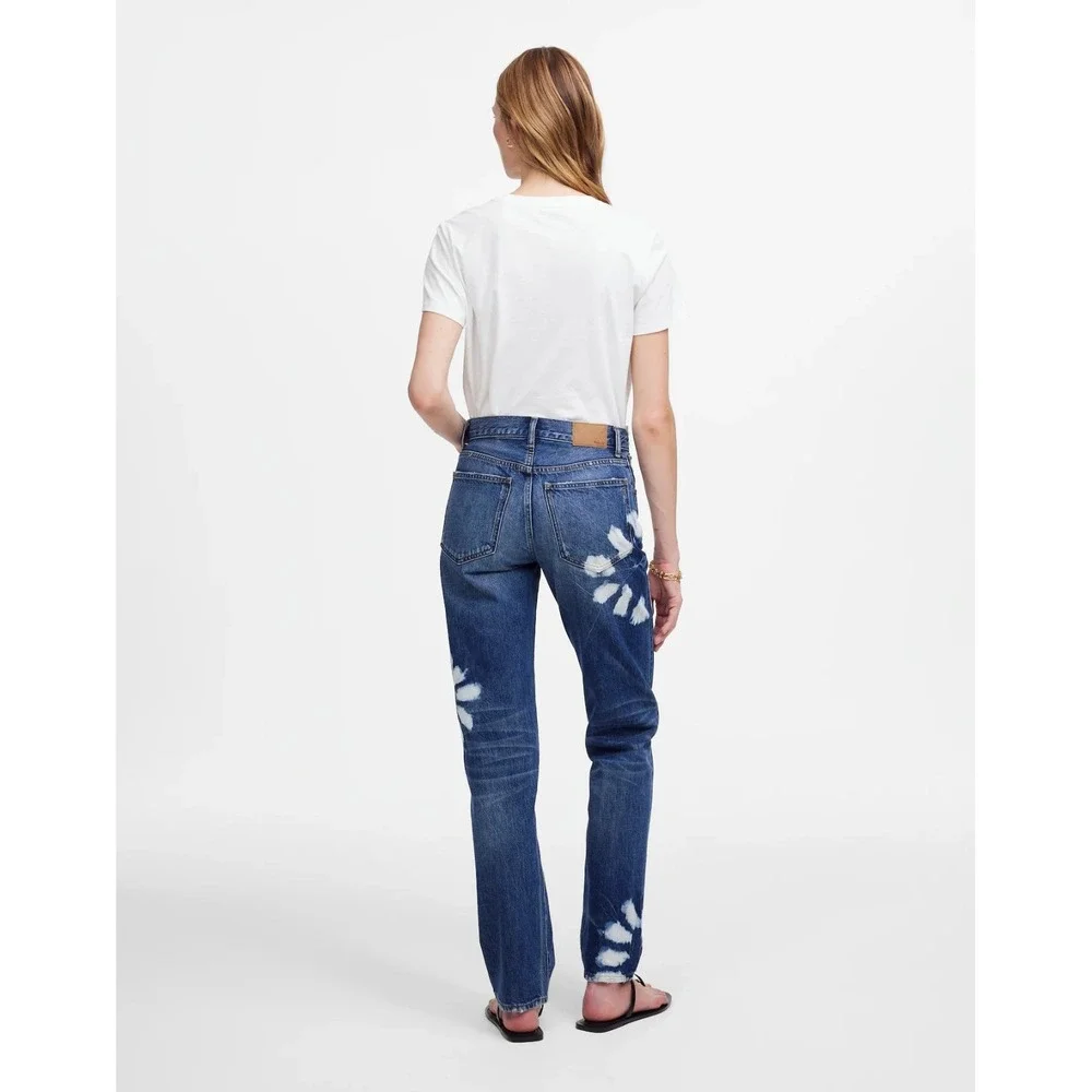 Madewell The Dean Easy Straight Jeans Womens 27x31 Blue Shibori Wash NWT $168 - Picture 2 of 9
